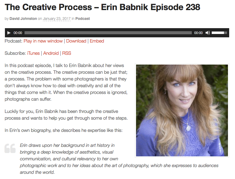 News: Photography Roundtable Podcast, Episode 238, Interview on the Creative Process