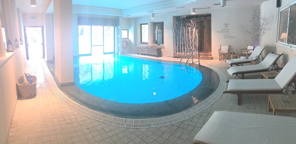 Our second spa hotel has an indoor/outdoor pool with a swim-through door between areas.